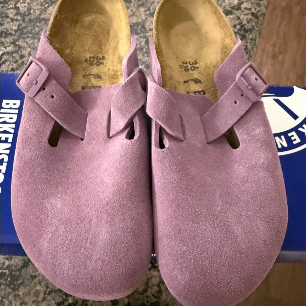 Birkenstock Purple Suede Mules - Picture 2 of 4